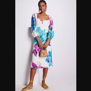 NWT Anthropologie Maeve Vibrant Floral Midi Dress - Small